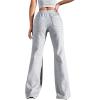 imageSHENHE Womens Drawstring Waist Bell Bottom Flare Leg Sweatpants Sports Causal PantsLight Grey