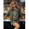 imageSHENHE Womens Graphic Half Sleeve Drop Shoulder Crewneck Oversized T Shirt TopsArmy Green