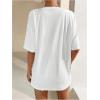 imageSHENHE Womens Graphic Half Sleeve Drop Shoulder Crewneck Oversized T Shirt TopsBlue Letter White
