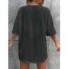 imageSHENHE Womens Graphic Half Sleeve Drop Shoulder Crewneck Oversized T Shirt TopsDark Grey Galaxy