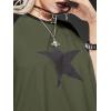 imageSHENHE Womens Graphic Half Sleeve Drop Shoulder Crewneck Oversized T Shirt TopsStar Army Green