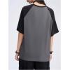 imageSHENHE Womens Graphic Half Sleeve Drop Shoulder Crewneck Oversized T Shirt TopsStar Black Grey