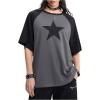 imageSHENHE Womens Graphic Half Sleeve Drop Shoulder Crewneck Oversized T Shirt TopsStar Black Grey