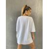imageSHENHE Womens Graphic Half Sleeve Drop Shoulder Crewneck Oversized T Shirt TopsWhite