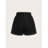 imageSHENHE Womens High Waisted Mushroom Embroidery Wide Leg Roll Up Hem Loose ShortsBlack