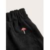 imageSHENHE Womens High Waisted Mushroom Embroidery Wide Leg Roll Up Hem Loose ShortsBlack