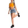 imageSHENHE Womens Low Rise Denim Mini Skirt Sexy Bodycon Jean Skirt with PocketsBlue and Flower