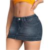 imageSHENHE Womens Low Rise Denim Mini Skirt Sexy Bodycon Jean Skirt with PocketsDark Wash