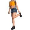 imageSHENHE Womens Low Rise Denim Mini Skirt Sexy Bodycon Jean Skirt with PocketsDark Wash