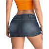 imageSHENHE Womens Low Rise Denim Mini Skirt Sexy Bodycon Jean Skirt with PocketsDark Wash