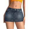 imageSHENHE Womens Low Rise Denim Mini Skirt Sexy Bodycon Jean Skirt with PocketsDark Wash