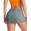 imageSHENHE Womens Low Rise Denim Mini Skirt Sexy Bodycon Jean Skirt with PocketsMedium Wash