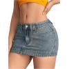 imageSHENHE Womens Low Rise Denim Mini Skirt Sexy Bodycon Jean Skirt with PocketsMedium Wash