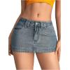 imageSHENHE Womens Low Rise Denim Mini Skirt Sexy Bodycon Jean Skirt with PocketsMedium Wash