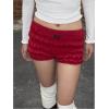 imageSHENHE Womens Low Rise Y2k Shorts Elastic Waist Bloomer Shorts Bow Coquette Mini ShortsRed