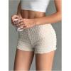 imageSHENHE Womens Mini Shorts Casual Textured Straight Leg Knit Low Elastic Waist Bodycon ShortsBeige