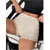 imageSHENHE Womens Mini Shorts Casual Textured Straight Leg Knit Low Elastic Waist Bodycon ShortsBeige