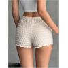 imageSHENHE Womens Mini Shorts Casual Textured Straight Leg Knit Low Elastic Waist Bodycon ShortsBeige