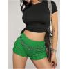 imageSHENHE Womens Mini Shorts Casual Textured Straight Leg Knit Low Elastic Waist Bodycon ShortsGreen
