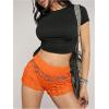 imageSHENHE Womens Mini Shorts Casual Textured Straight Leg Knit Low Elastic Waist Bodycon ShortsOrange