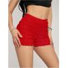 imageSHENHE Womens Mini Shorts Casual Textured Straight Leg Knit Low Elastic Waist Bodycon ShortsRed