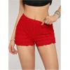 imageSHENHE Womens Mini Shorts Casual Textured Straight Leg Knit Low Elastic Waist Bodycon ShortsRed