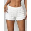 imageSHENHE Womens Mini Shorts Casual Textured Straight Leg Knit Low Elastic Waist Bodycon ShortsWhite