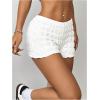 imageSHENHE Womens Mini Shorts Casual Textured Straight Leg Knit Low Elastic Waist Bodycon ShortsWhite