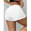 imageSHENHE Womens Mini Shorts Casual Textured Straight Leg Knit Low Elastic Waist Bodycon ShortsWhite