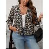 imageSHENHE Womens Plus Size Open Front Leopard Print Jacket Lightweight Dressy Jacket OutwearBlack Brown