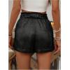 imageSHENHE Womens Shiny Wide Leg Shorts Elastic Waist Tie Front Summer Paperbag ShortsBlack