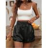 imageSHENHE Womens Shiny Wide Leg Shorts Elastic Waist Tie Front Summer Paperbag ShortsBlack