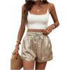 imageSHENHE Womens Shiny Wide Leg Shorts Elastic Waist Tie Front Summer Paperbag ShortsGold