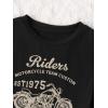 imageSHENHE Womens Short Sleeve Crewneck Crop Tops Motorcycle Letter Graphic Tee T ShirtsBlack
