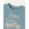 imageSHENHE Womens Short Sleeve Crewneck Crop Tops Motorcycle Letter Graphic Tee T ShirtsDusty Blue