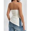 imageSHENHE Womens Strapless Ruched Tube Top Asymmetrical Side Slit Hem Fitted Bandeau Tank TopApricot