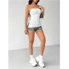 imageSHENHE Womens Strapless Ruched Tube Top Asymmetrical Side Slit Hem Fitted Bandeau Tank TopWhite