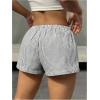 imageSHENHE Womens Striped Low Rise Shorts Drawstring Tie Button Front Summer Casual Mini ShortsBlack