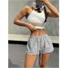 imageSHENHE Womens Striped Low Rise Shorts Drawstring Tie Button Front Summer Casual Mini ShortsBlack