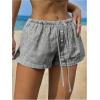 imageSHENHE Womens Striped Low Rise Shorts Drawstring Tie Button Front Summer Casual Mini ShortsBlack