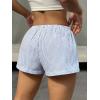 imageSHENHE Womens Striped Low Rise Shorts Drawstring Tie Button Front Summer Casual Mini ShortsBlue