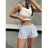 imageSHENHE Womens Striped Low Rise Shorts Drawstring Tie Button Front Summer Casual Mini ShortsBlue