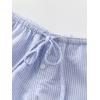 imageSHENHE Womens Striped Low Rise Shorts Drawstring Tie Button Front Summer Casual Mini ShortsBlue