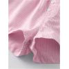 imageSHENHE Womens Striped Low Rise Shorts Drawstring Tie Button Front Summer Casual Mini ShortsPink