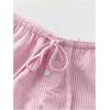 imageSHENHE Womens Striped Low Rise Shorts Drawstring Tie Button Front Summer Casual Mini ShortsPink