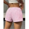 imageSHENHE Womens Striped Low Rise Shorts Drawstring Tie Button Front Summer Casual Mini ShortsPink