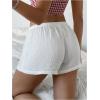 imageSHENHE Womens Striped Low Rise Shorts Drawstring Tie Button Front Summer Casual Mini ShortsPlain White