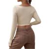 imageSHENHE Womens Twist Front Split Sweetheart Neck Asymmetrical Top Long Sleeve Sexy Crop TeeApricot