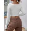 imageSHENHE Womens Twist Front Split Sweetheart Neck Asymmetrical Top Long Sleeve Sexy Crop TeeWhite