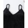imageSHENHE Womens V Neck Spaghetti Strap Furry Cute Top Fluffy Knit Crop Cami Top TankBlack